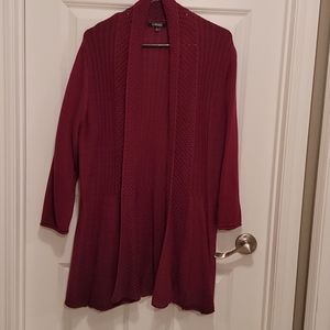 Georgous wine cardigan w/ beautiful knit details